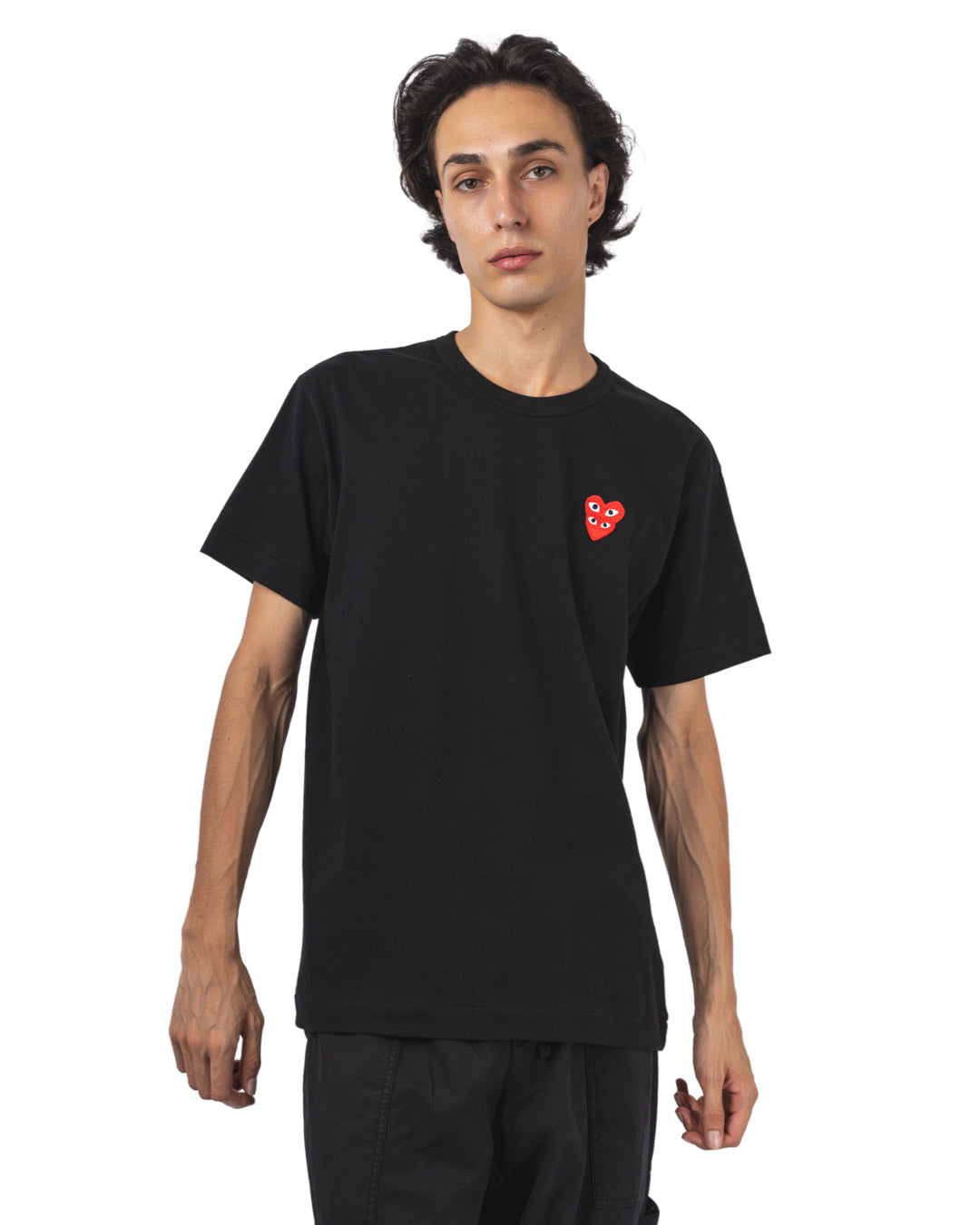 Comme des Garçons PLAY – T-shirt Double Red Emblem Knit – People's Rag