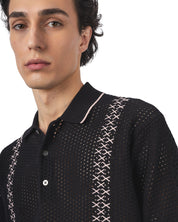 Knit Polo Mesh Stripe