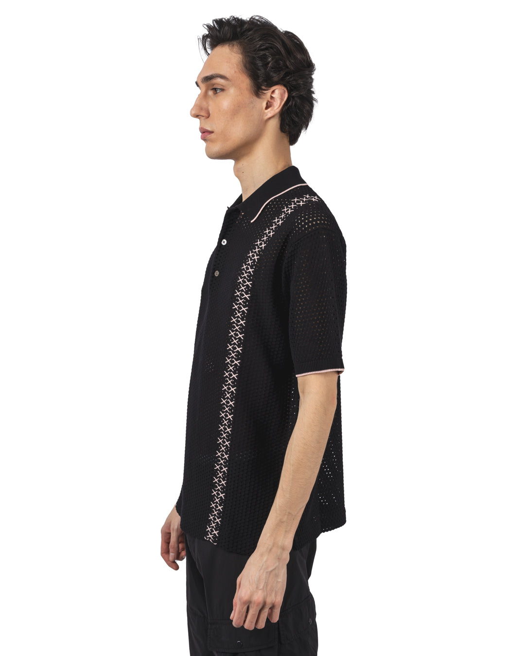 Knit Polo Mesh Stripe