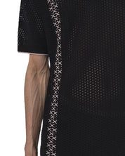 Knit Polo Mesh Stripe