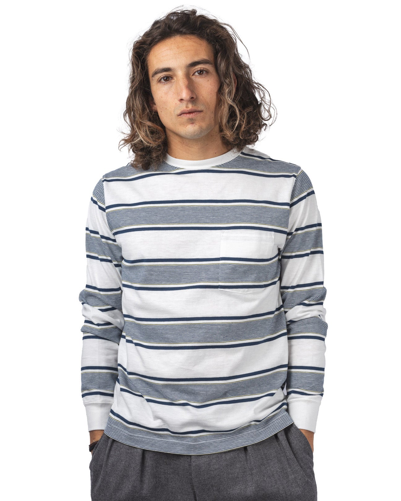 POCKET TEE WIDE STRIPE