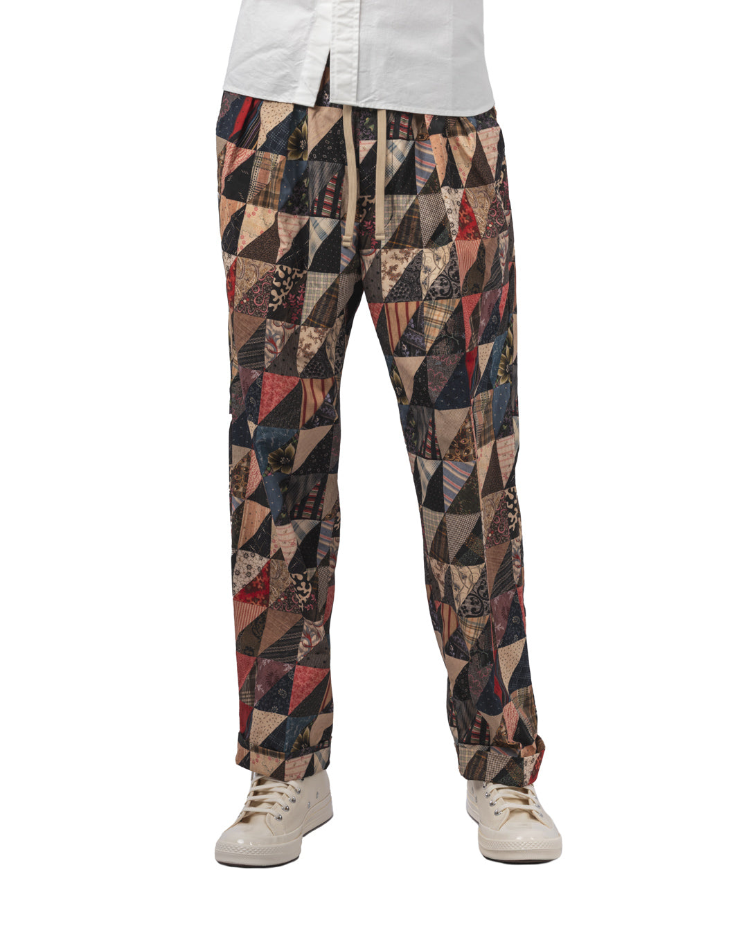 2 Pleats Relax Trousers Patchwork