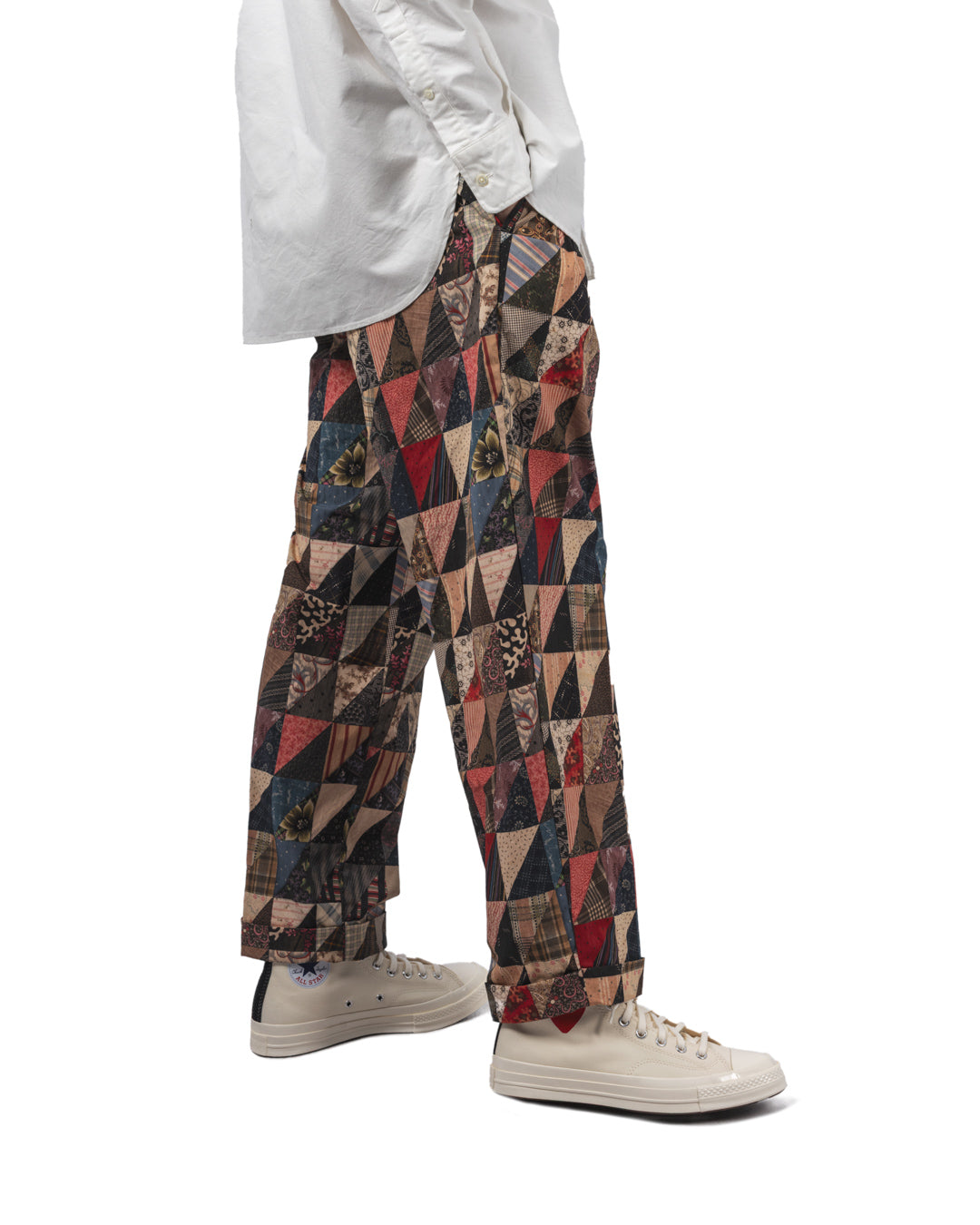 2 Pleats Relax Trousers Patchwork