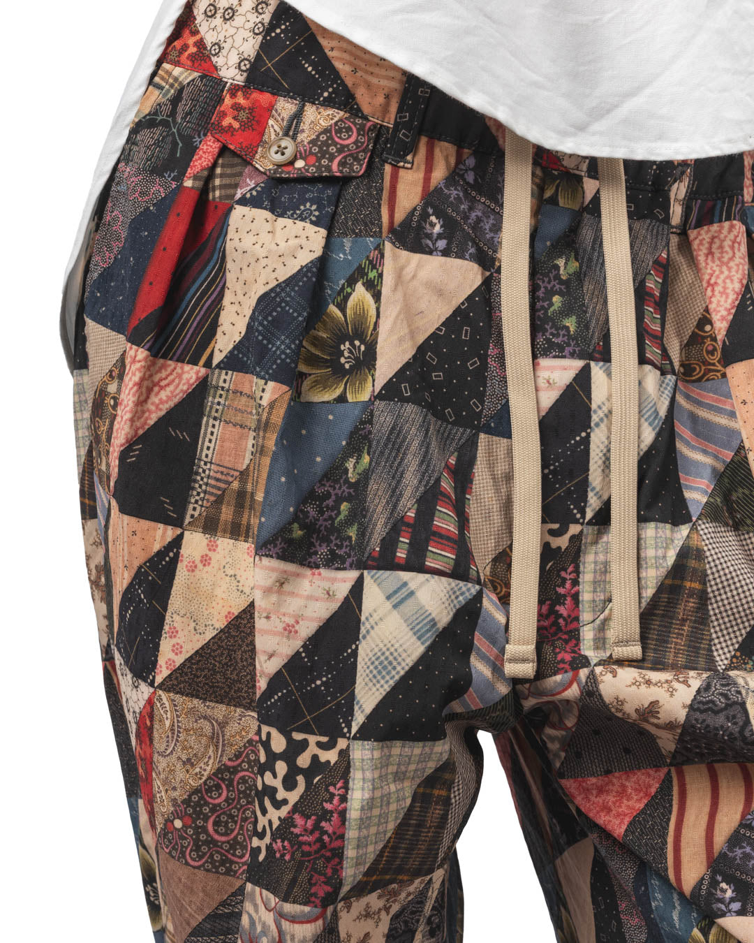 2 Pleats Relax Trousers Patchwork