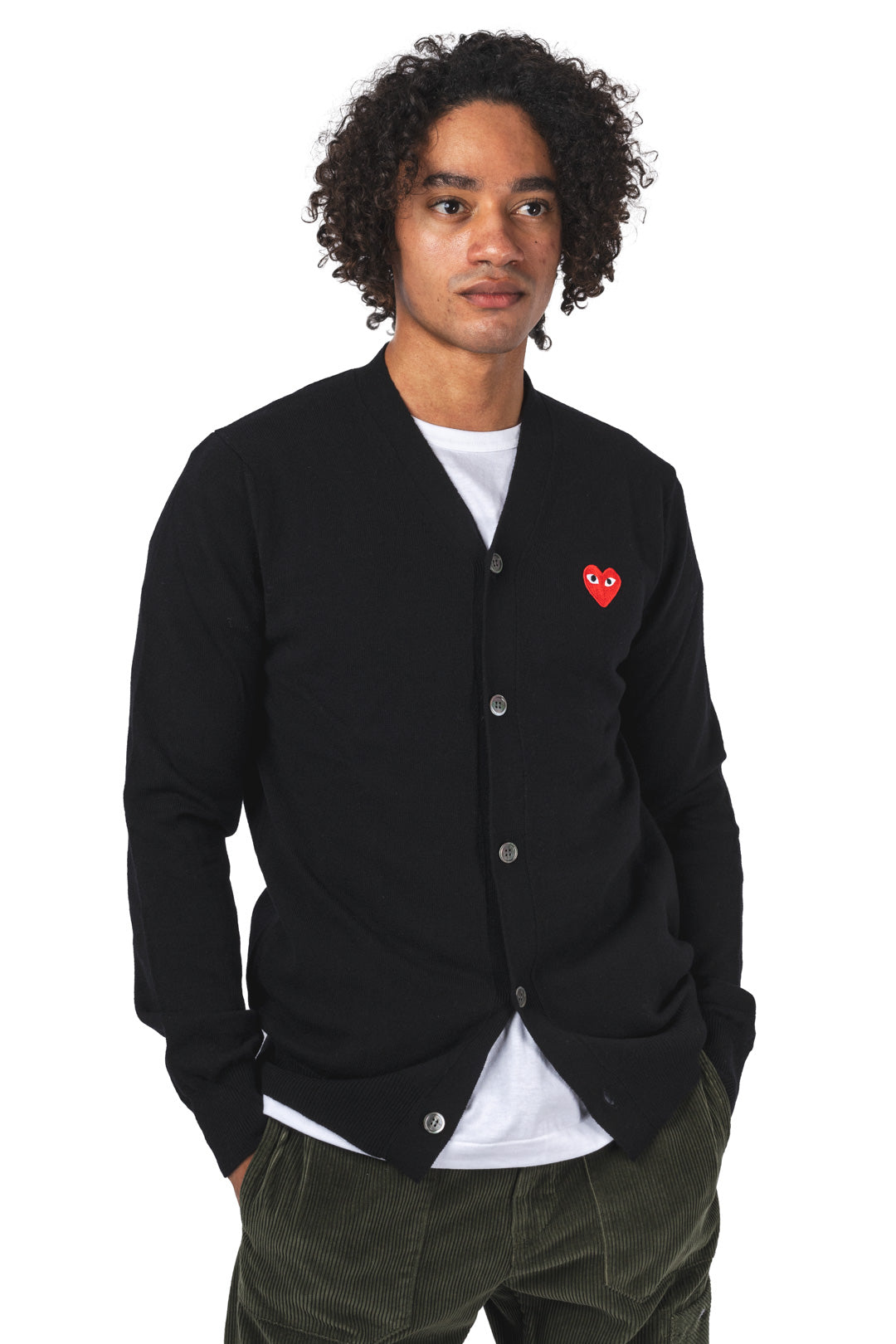 V-NECK CARDIGAN RED EMBLEM