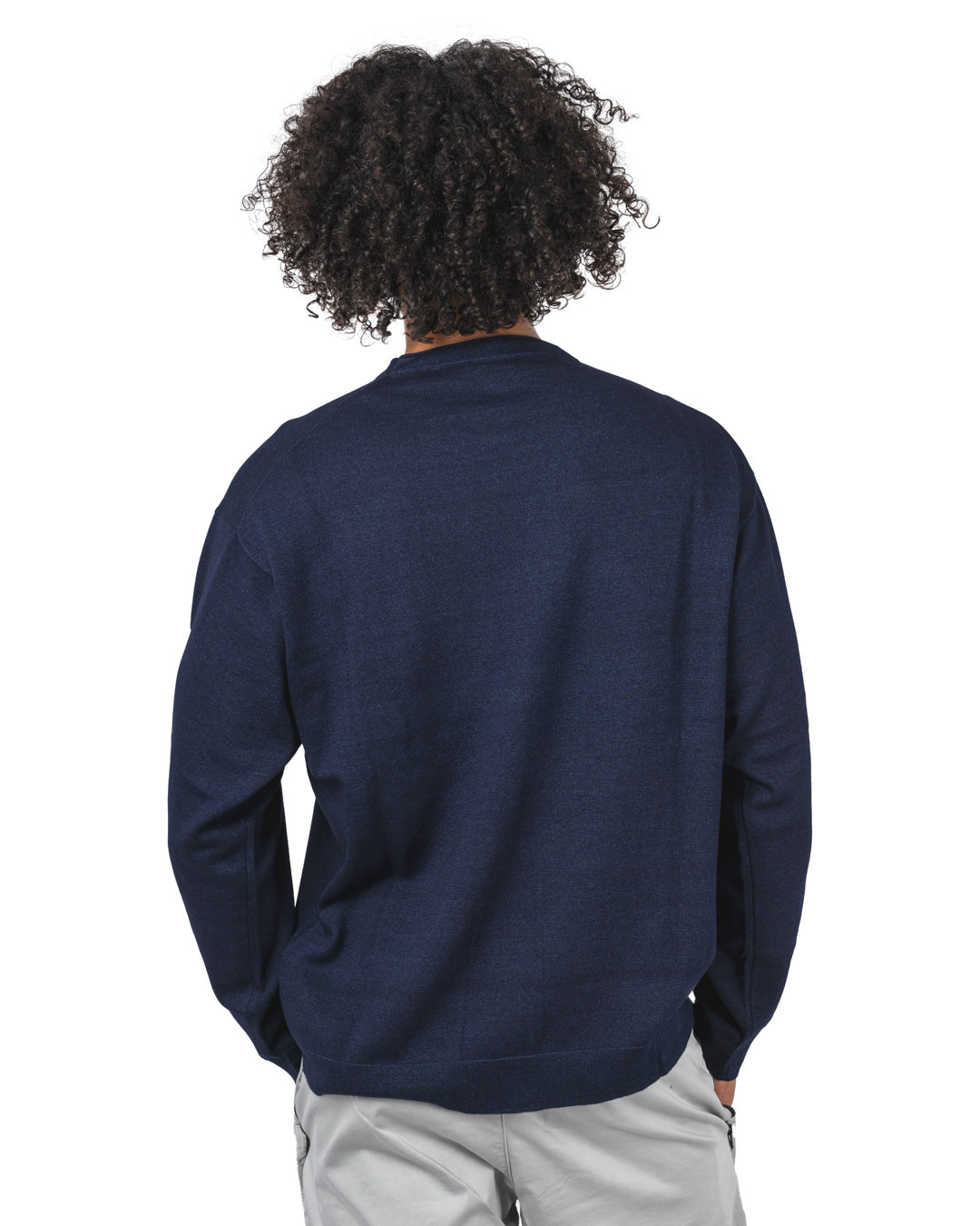 Indigo Cotton Vanisé Crew Neck Knit