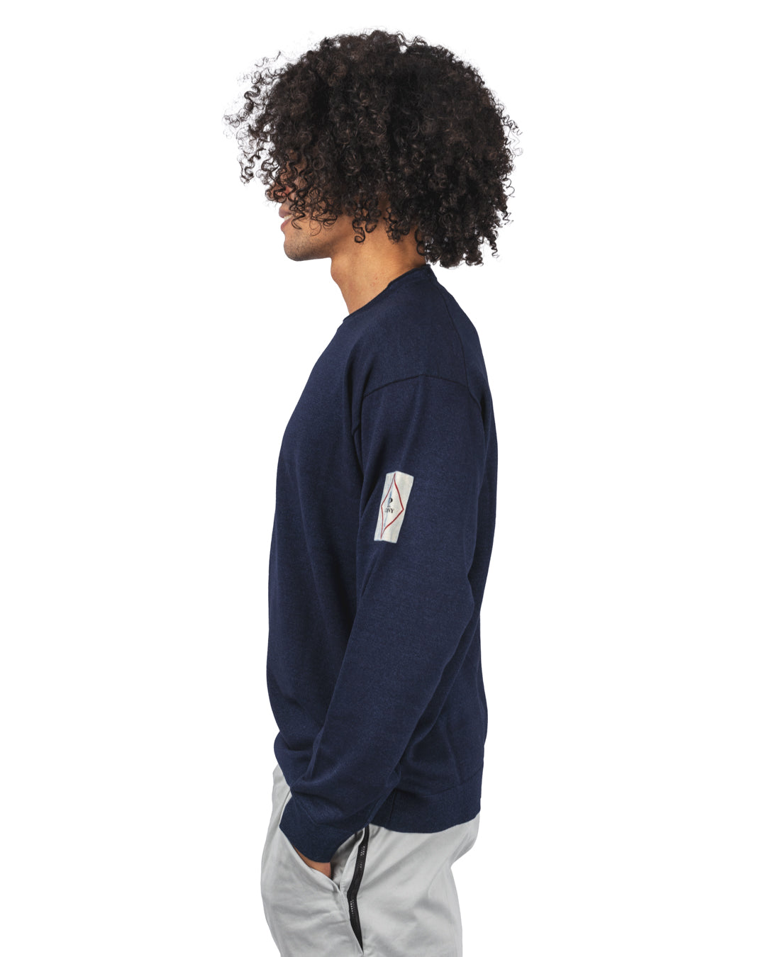 Indigo Cotton Vanisé Crew Neck Knit