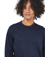 Indigo Cotton Vanisé Crew Neck Knit