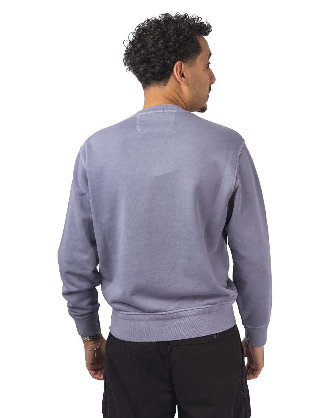 Cotton Diagonal Fleece Crew Neck Logo Sweatshirt