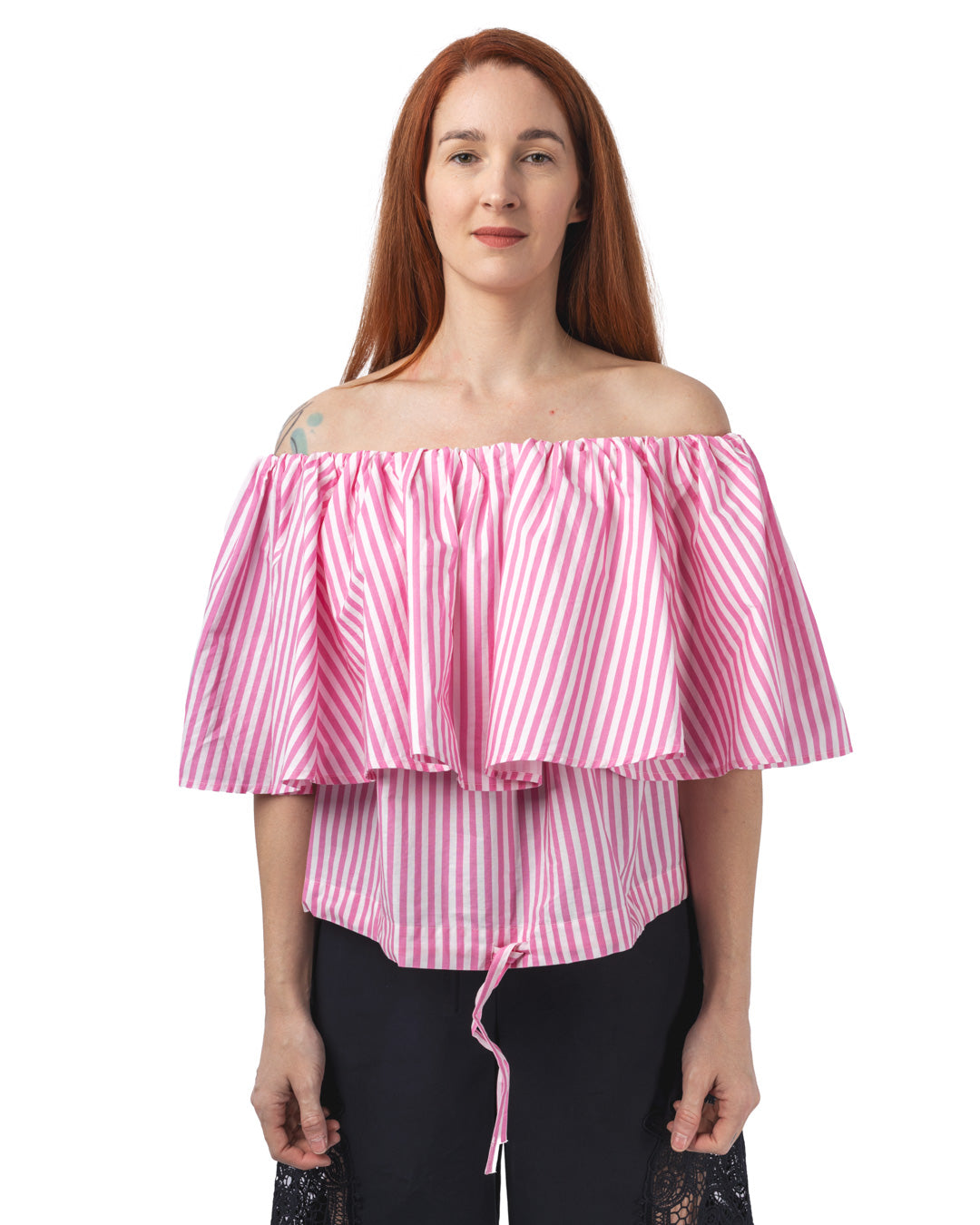 Hiebe striped off shoulder top