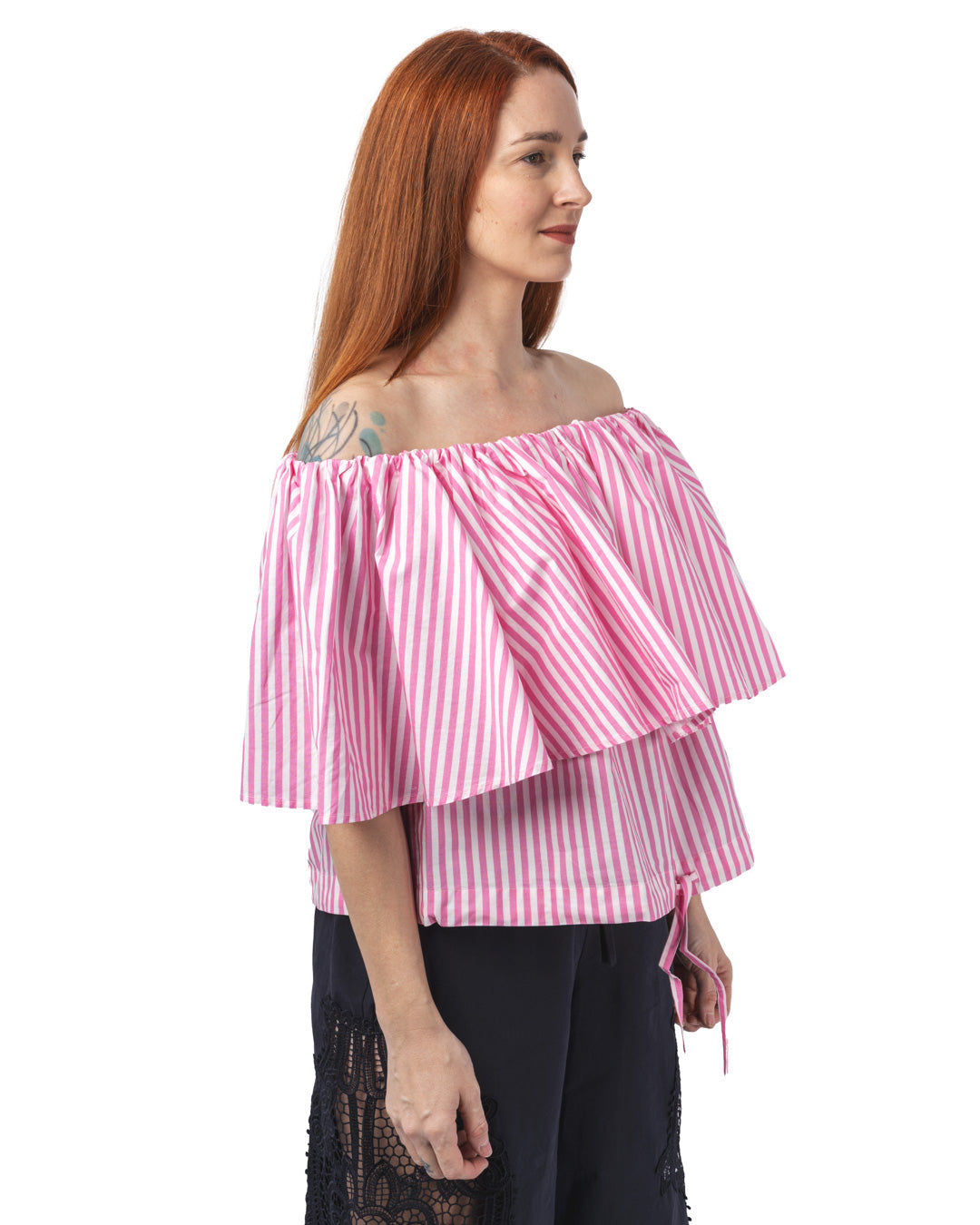 Hiebe striped off shoulder top