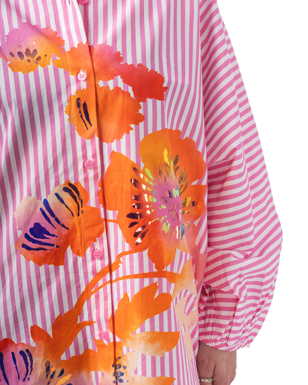 Hoses Foil Print Shirt Dress