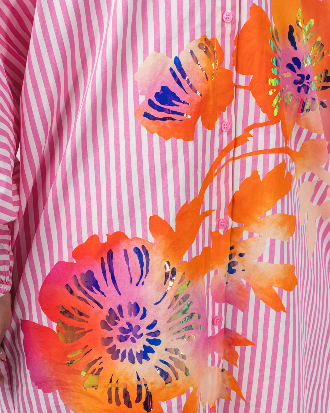 Hoses Foil Print Shirt Dress