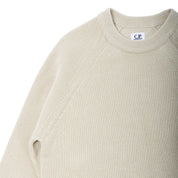 Waffle Knit Cotton Crewneck Lens Sweater