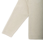 Waffle Knit Cotton Crewneck Lens Sweater