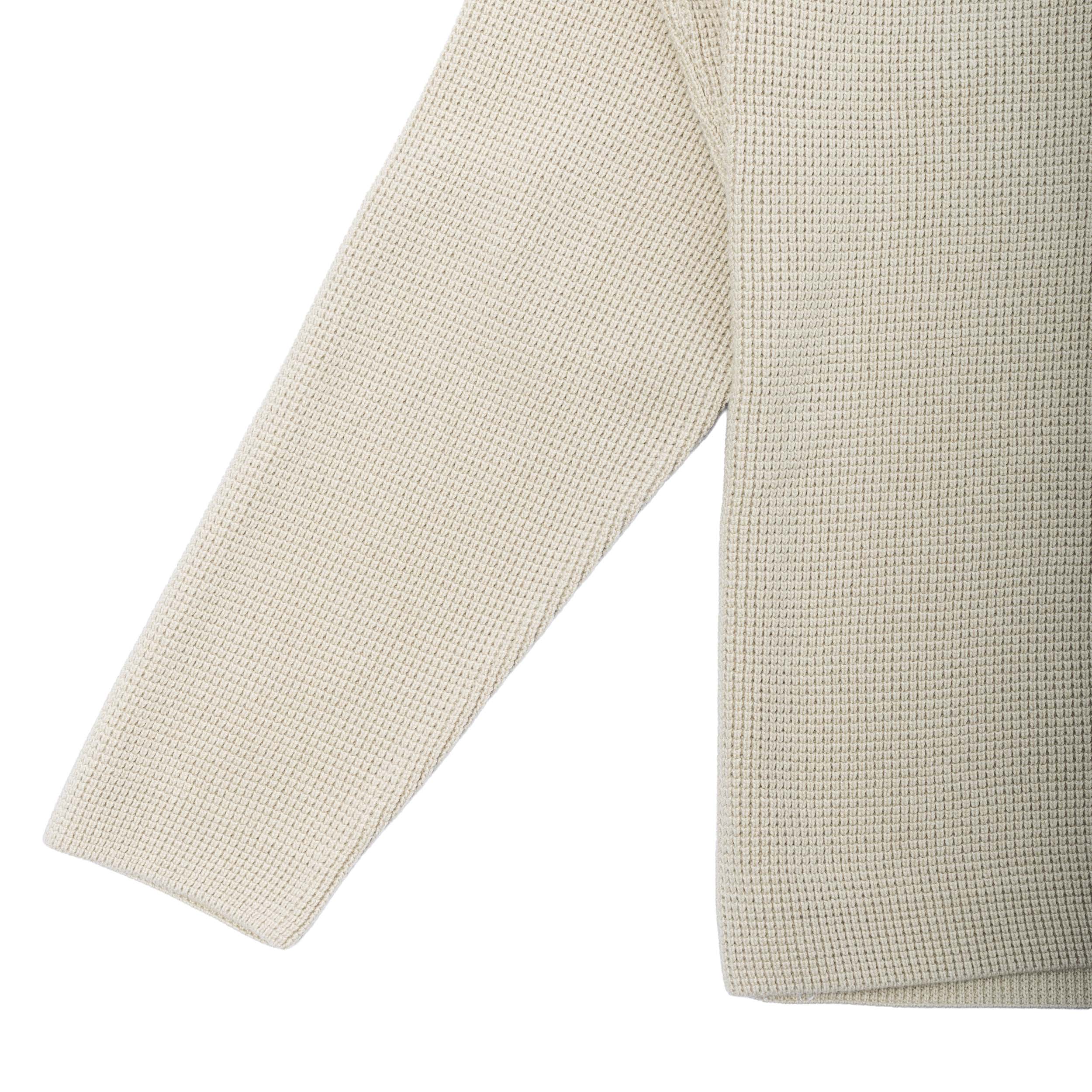 Waffle Knit Cotton Crewneck Lens Sweater