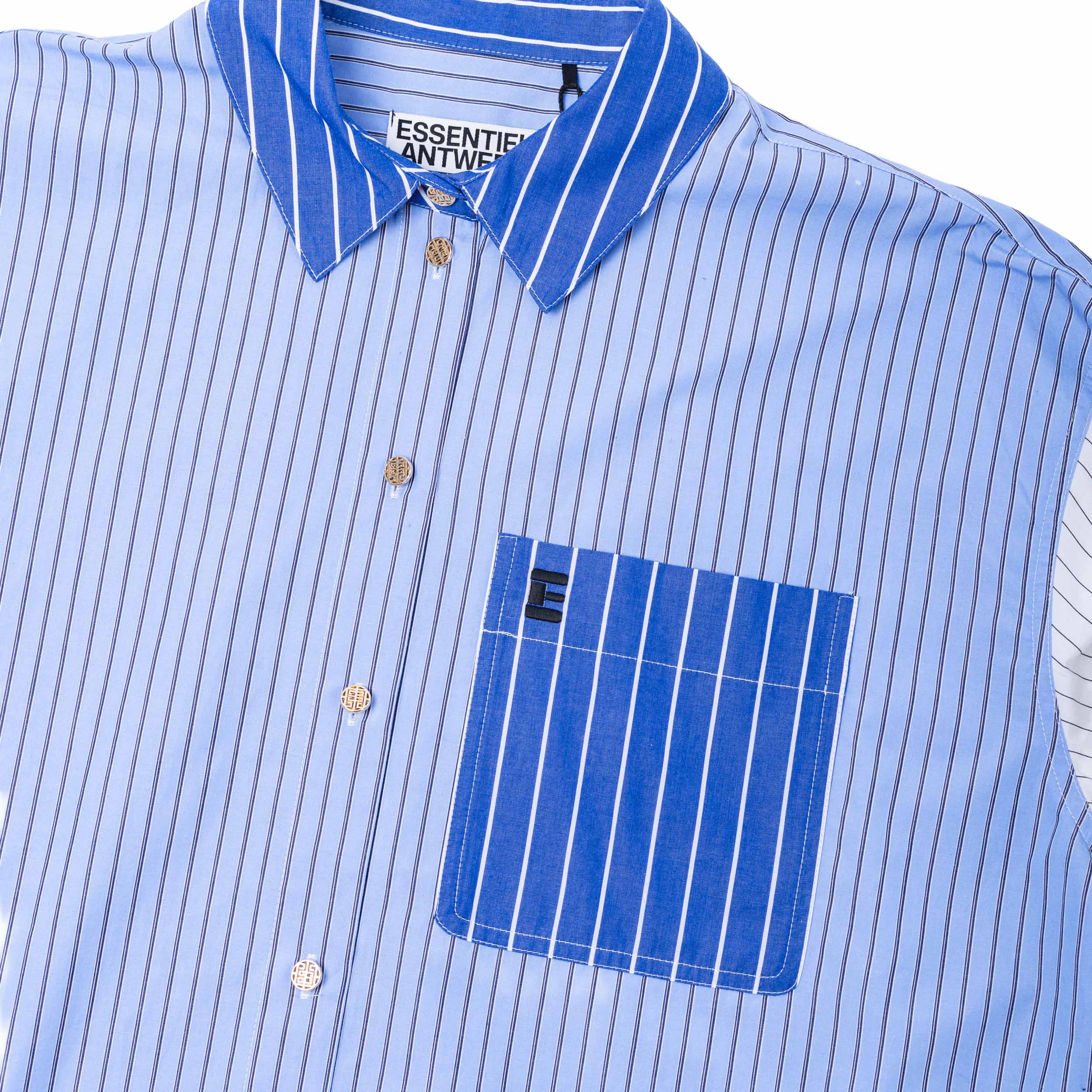 Kozef Fabric Mix Cropped Shirt