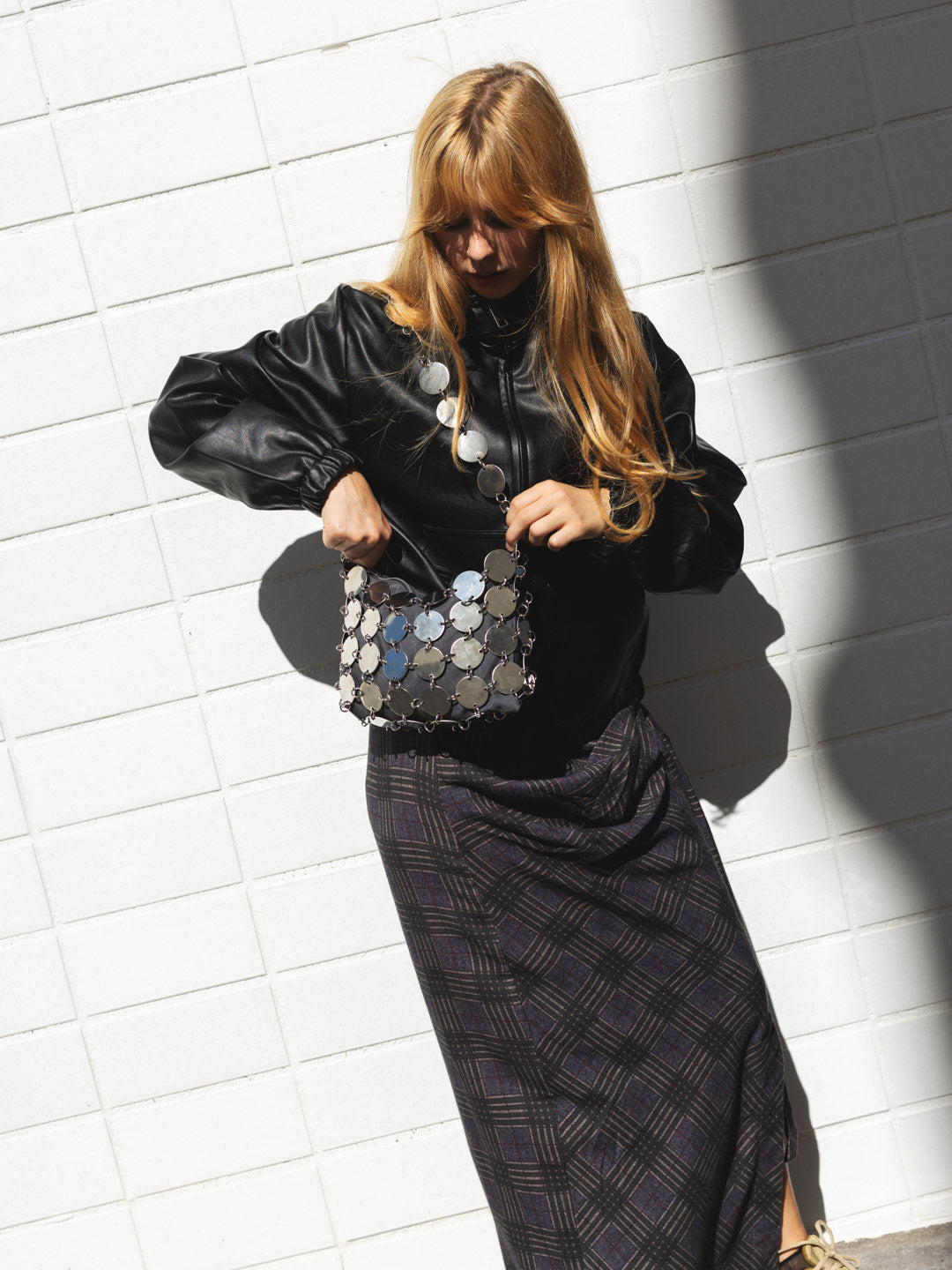 Ch Steel Bag + Gray Inner Bag + Large Metal Chain
