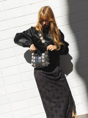 Ch Steel Bag + Gray Inner Bag + Large Metal Chain