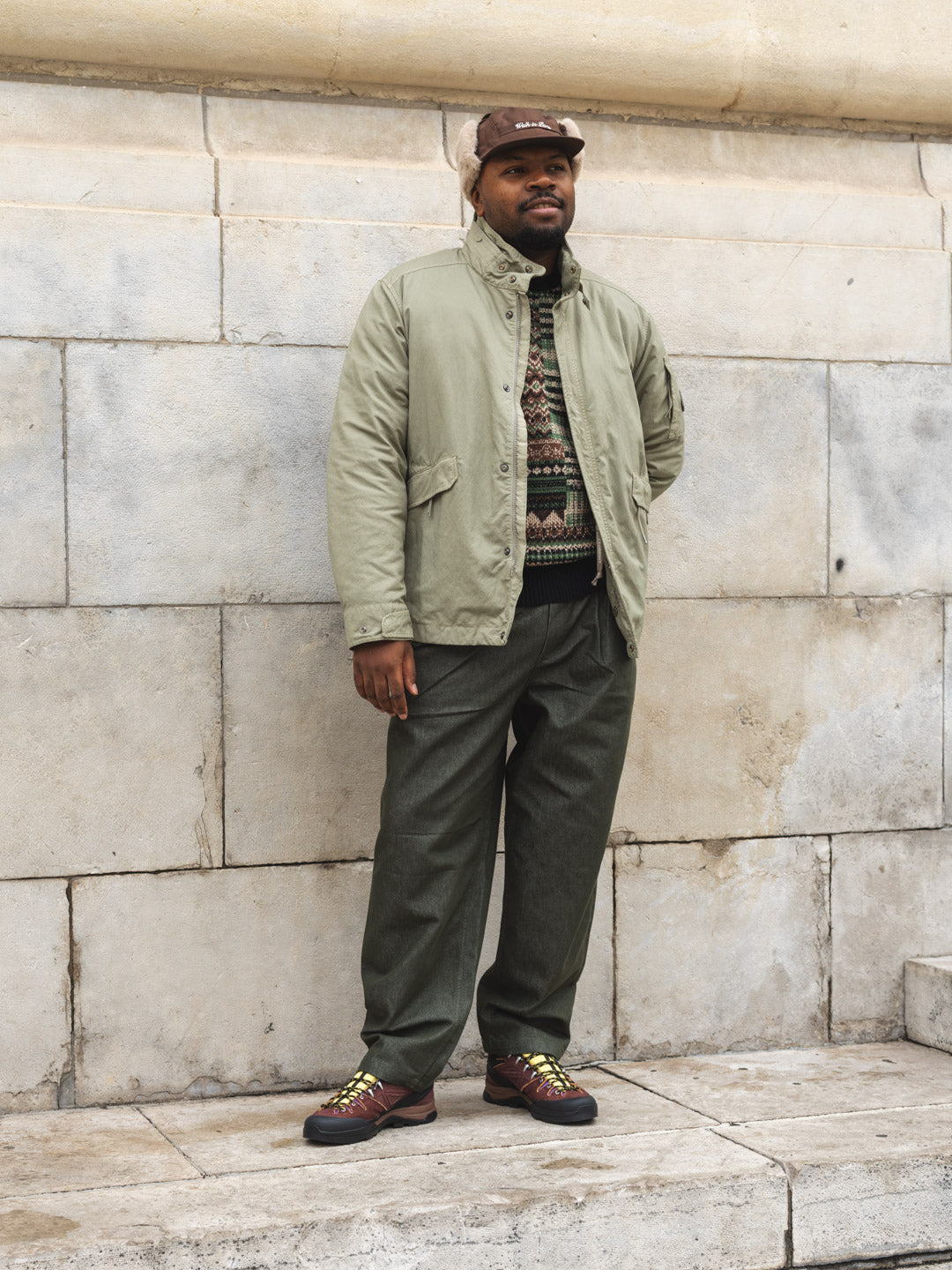Twill Mixed Hooded Zip Jacket