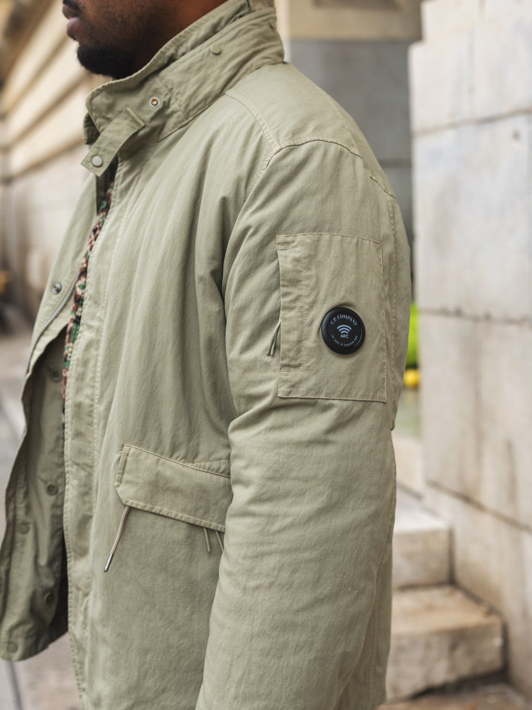Twill Mixed Hooded Zip Jacket
