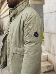 Twill Mixed Hooded Zip Jacket