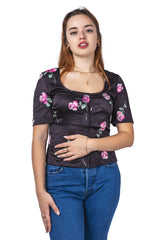 SATIN U-NECK BLOUSE