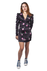 SATIN V-NECK MINI DRESS
