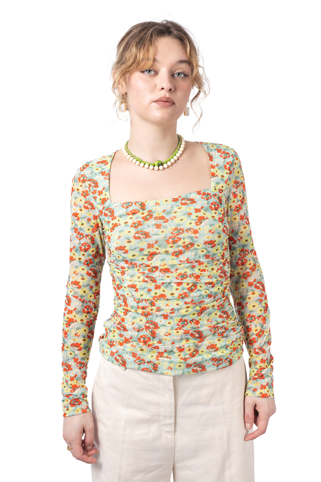 PRINTED MESH LONG SLEEVE