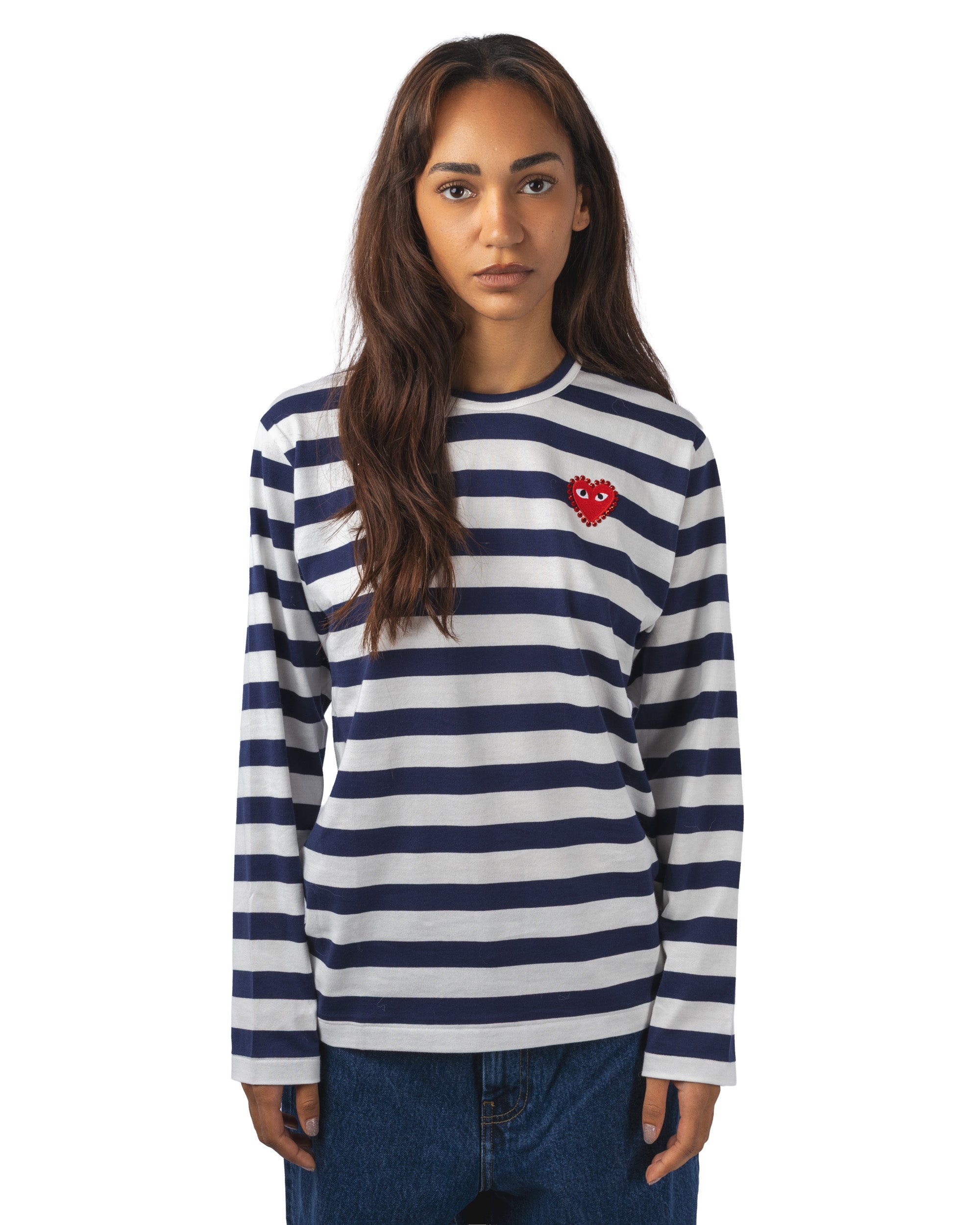 Stripe Emblem x Rhinestone L/S