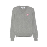 Pink Heart V Neck Jumper