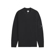 Waffle Knit Cotton Crewneck Lens Sweater