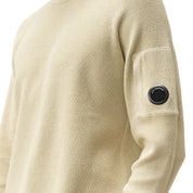 Waffle Knit Cotton Crewneck Lens Sweater