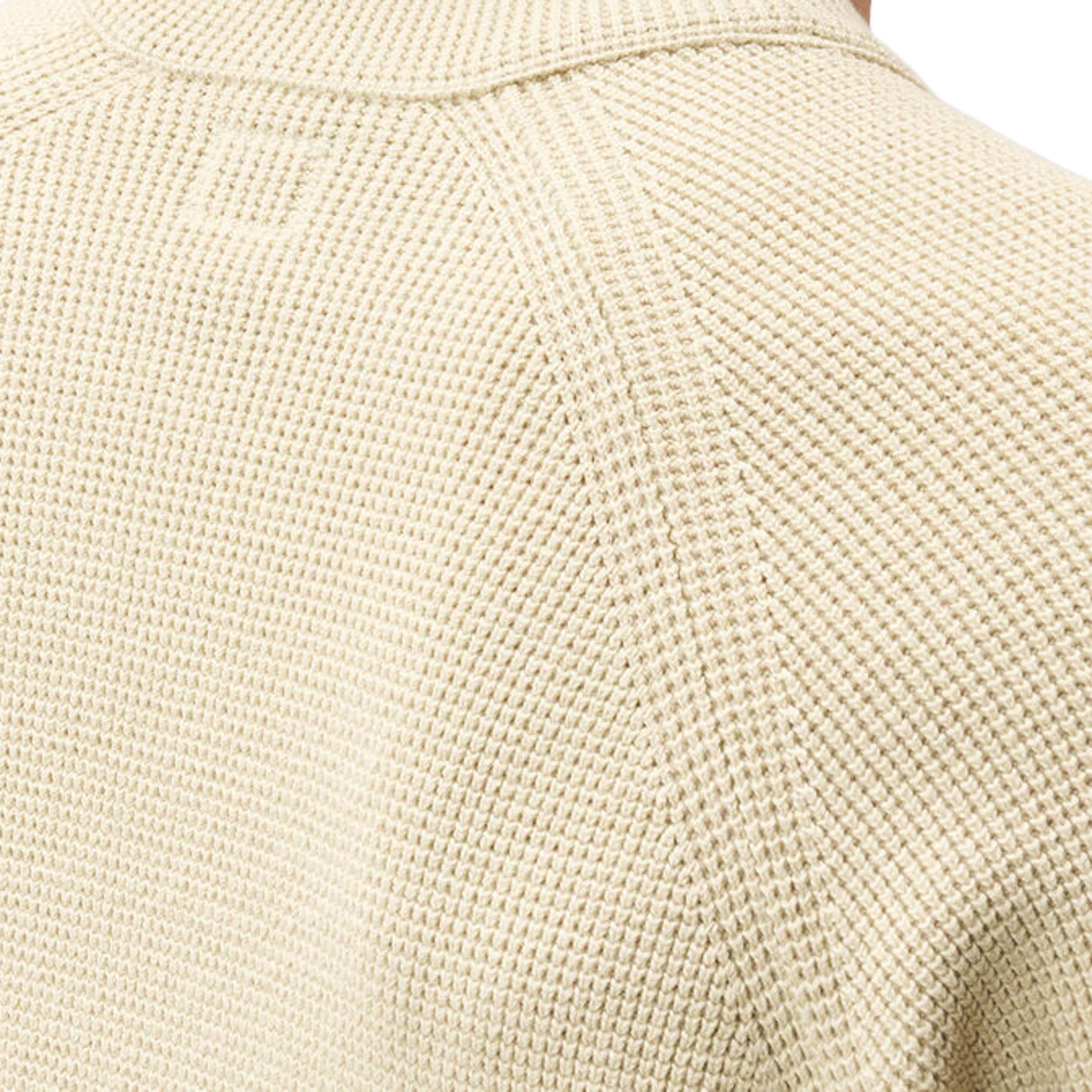 Waffle Knit Cotton Crewneck Lens Sweater