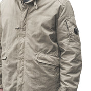 Twill Mixed Hooded Zip Jacket
