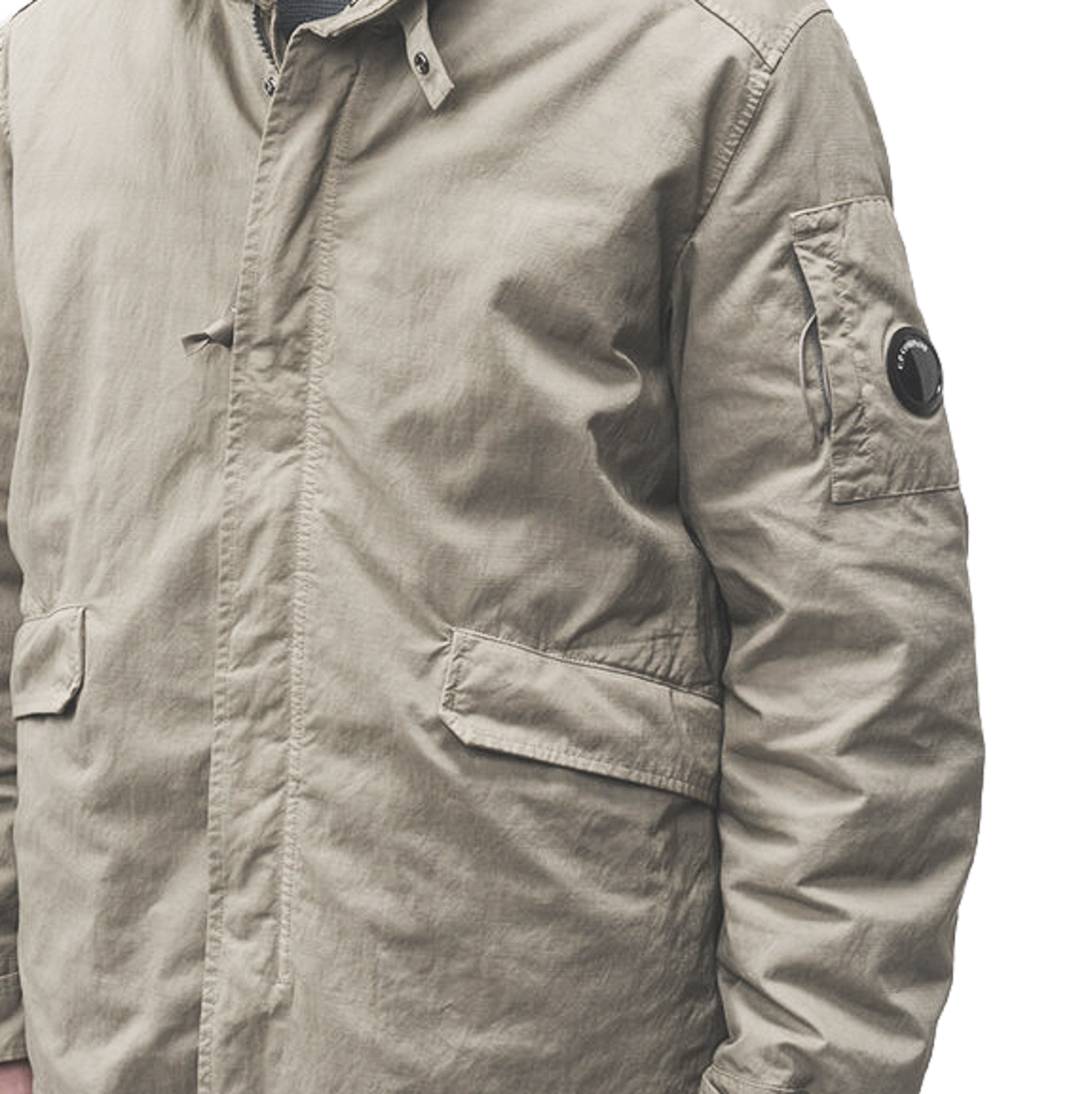 Twill Mixed Hooded Zip Jacket