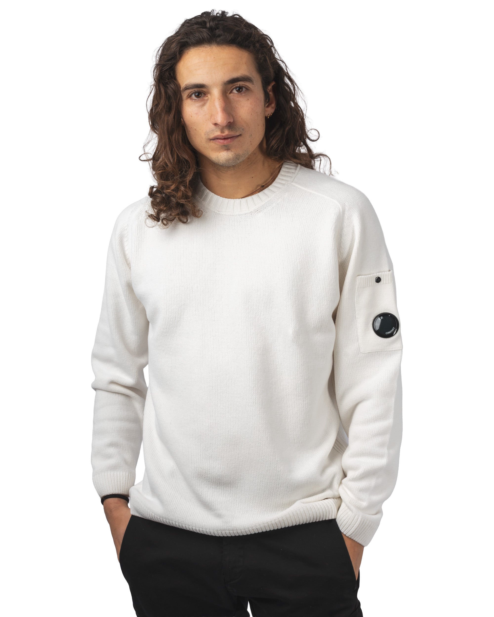 COTTON CHENILLE CREWNECK LENS SWEATER