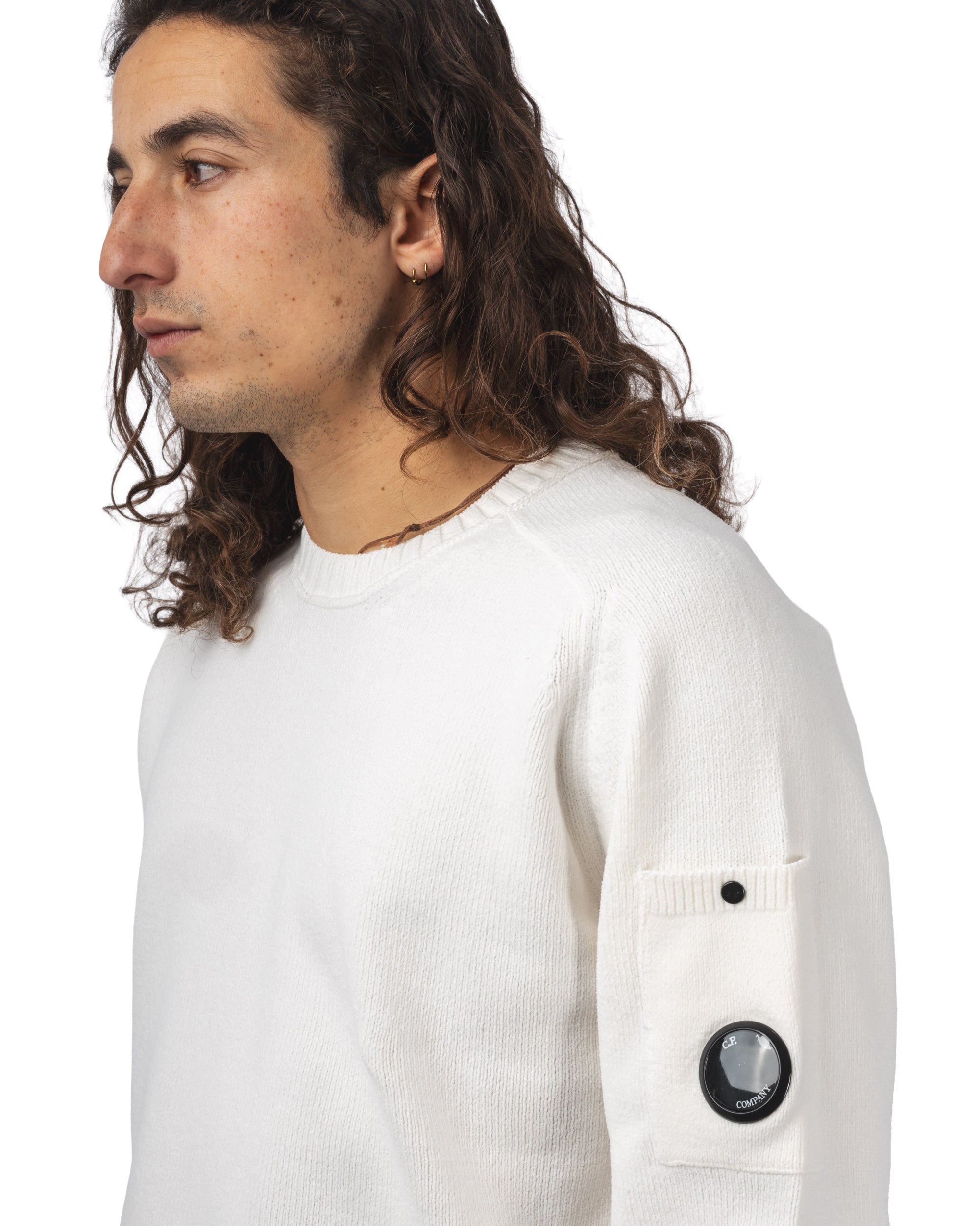 COTTON CHENILLE CREWNECK LENS SWEATER