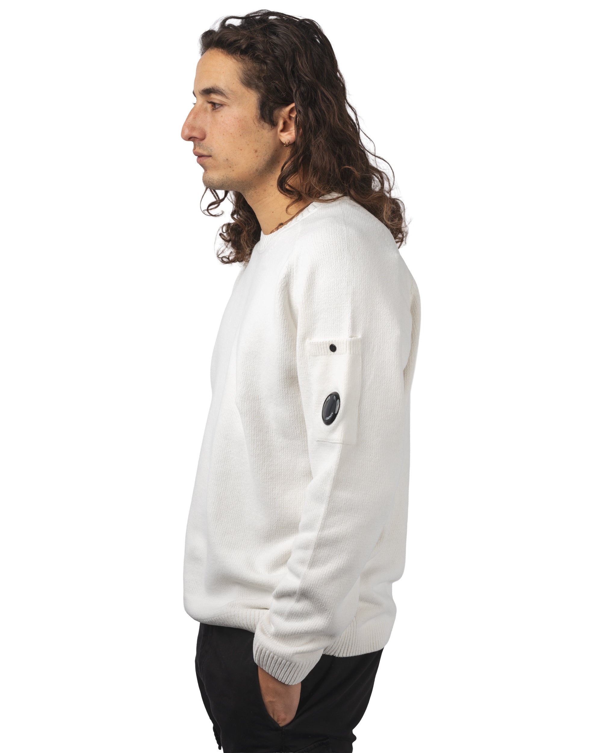 COTTON CHENILLE CREWNECK LENS SWEATER