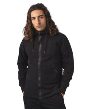 Diagonal Raised Fleece Hooded Full Zip Sweatshirt