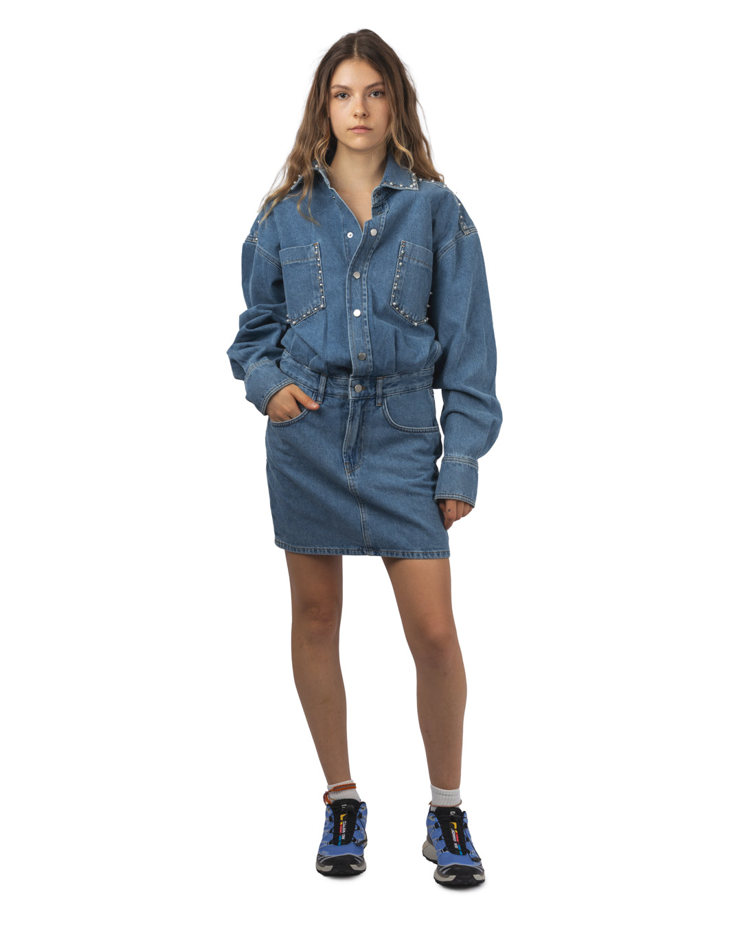 Ilene Embo Denim Dress