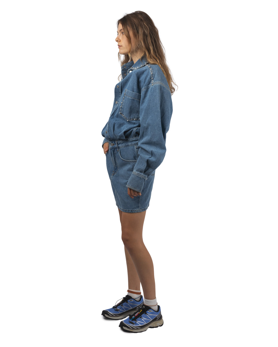 Ilene Embo Denim Dress