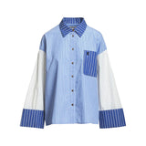Kozef Fabric Mix Cropped Shirt