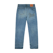 Aqua Whiskers Straight Leg Denim Pants