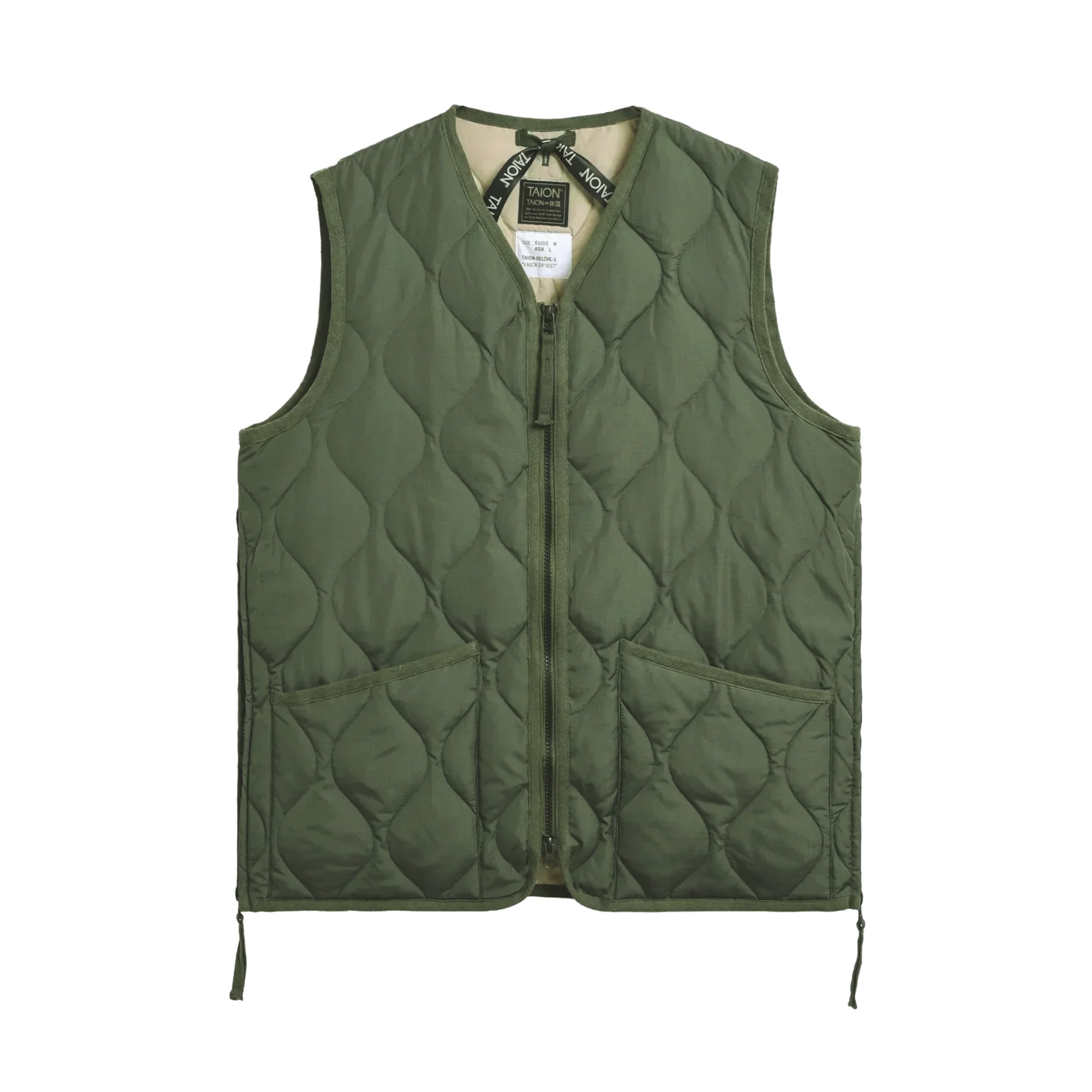 Unisex Military Zip V Neck Down Vest