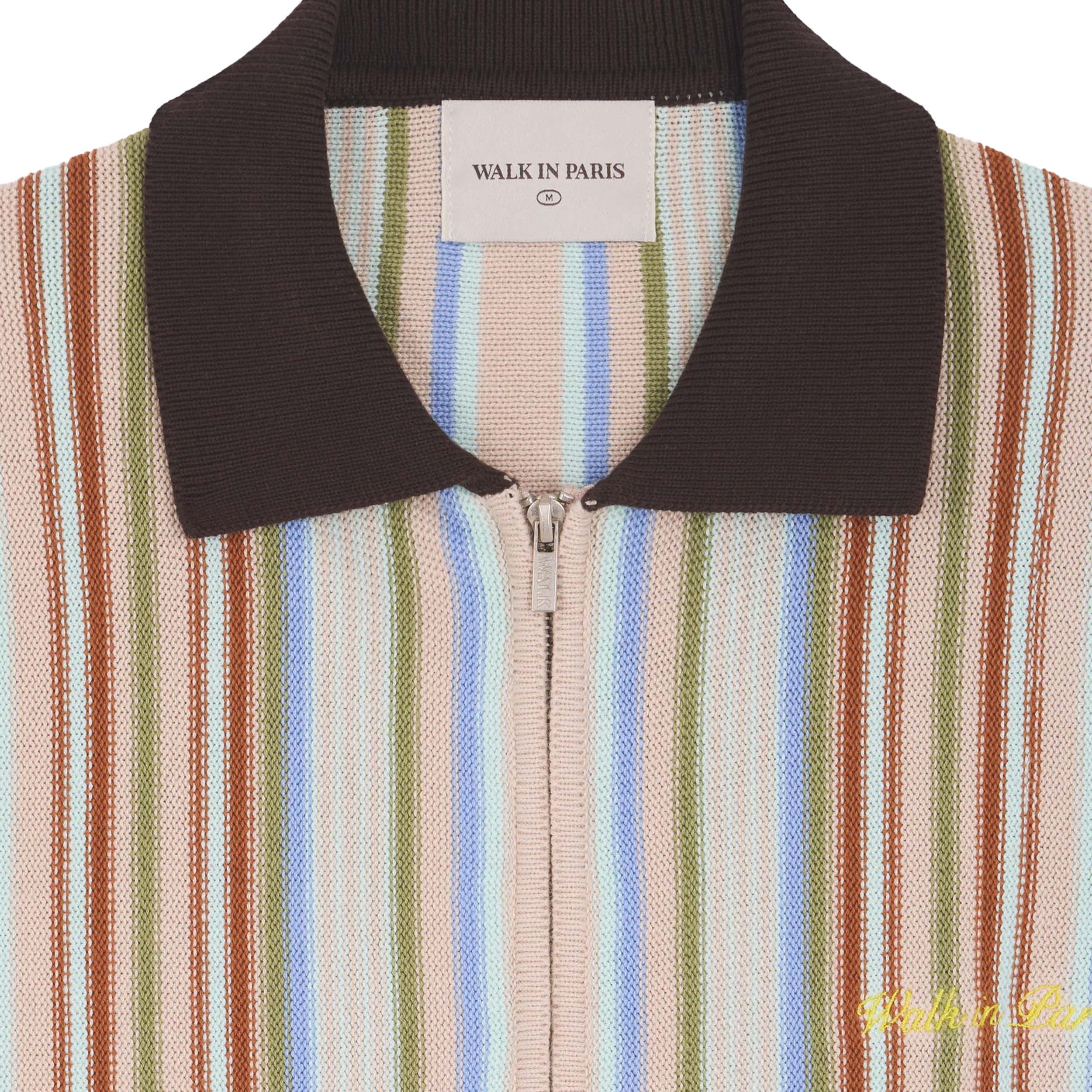 Brown Pinstripes Zipped Cardigan